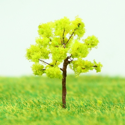 China Árboles de plástico en miniatura modelo árboles amarillo verde Avenida plantación alambre 3,5 cm proveedor