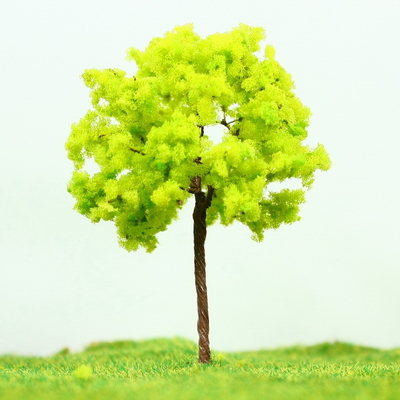 China Ferrocarril diseño en miniatura modelo árboles amarillo verde calle alambre árbol 7 cm proveedor