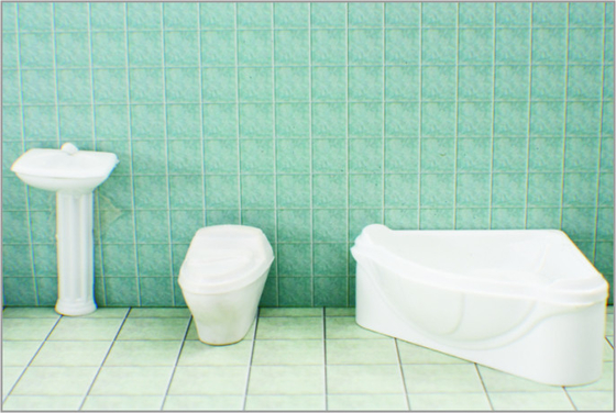 China J25-06 N escala arquitectónica modelo muebles pared lavarse las manos cuenca 1:25 batht Triangular proveedor