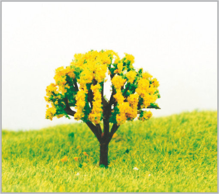 China árboles modelo miniatura de color amarillo oscuro plásticos arquitectónicos de los 4.5cm en hecho a mano proveedor
