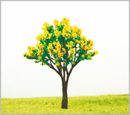 China árboles modelo miniatura de color amarillo oscuro arquitectónicos plásticos del 12cm HO en hecho a mano proveedor