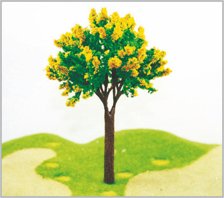 China árboles modelo miniatura arquitectónicos plásticos de color amarillo oscuro del 16cm HO en hecho a mano proveedor
