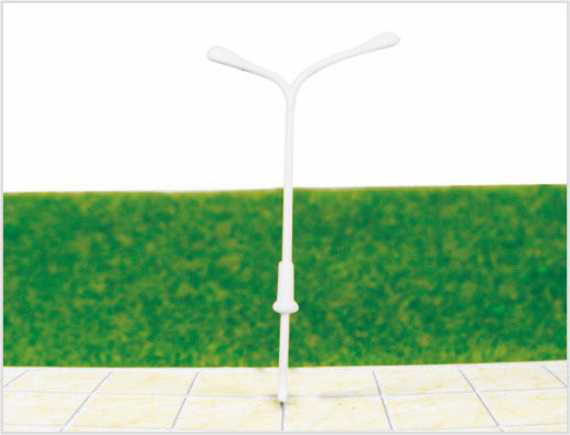 China ML1000 Personalizado 6V bicéfala luces de jardín plástico modelo Lamp Post para diseños de ferrocarril proveedor