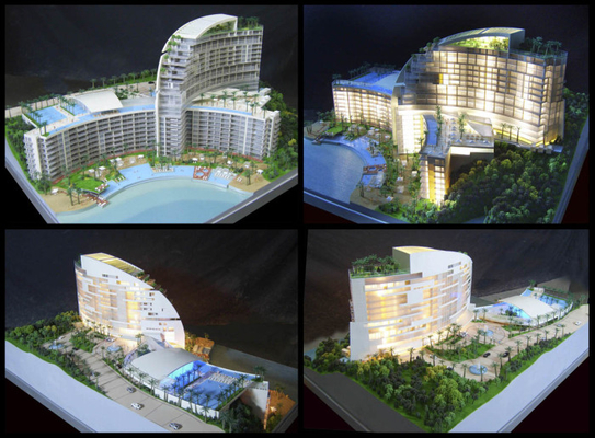 Fabricante modelo arquitectónico miniatura de los chalets de la playa, fabricación del modelo de planeamiento del turismo proveedor