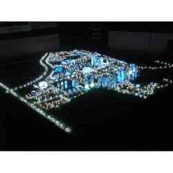 Modelo arquitectónico miniatura ambiental con el sistema de iluminación para el proyecto del municipio proveedor