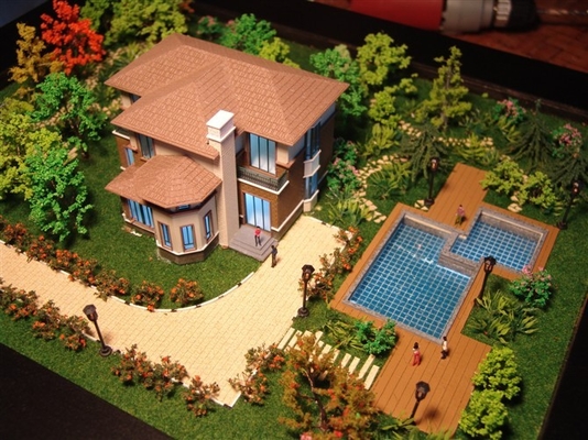 fabricante modelo arquitectónico del chalet 3D, encendiendo la fabricación del modelo de escala del chalet proveedor