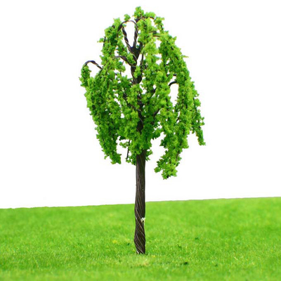 Los árboles modelo miniatura del sauce plástico del cemento los 7.5cm se ponen verde para la escena del lago park del ferrocarril/del jardín del tren proveedor