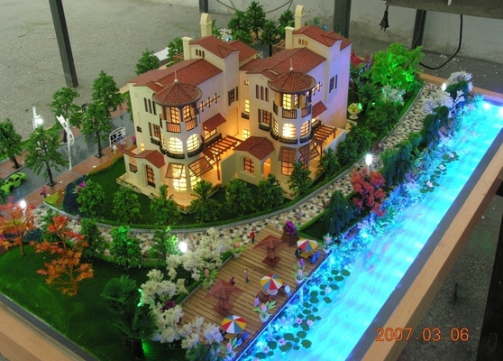 Niza paisaje de acrílico del modelo de escala, encendiendo la disposición del edificio del chalet proveedor