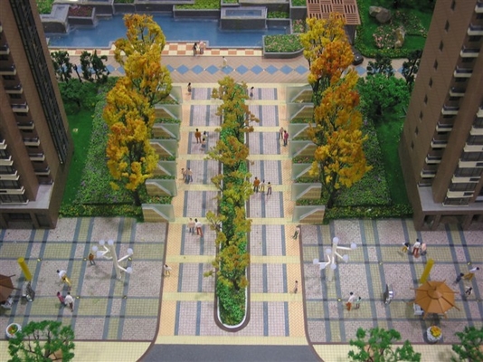 Paisaje hermoso del modelo de escala para la disposición de encargo del edificio residencial proveedor