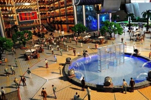 Niza fabricante miniatura de encargo del modelo de la disposición del paisaje del centro comercial proveedor